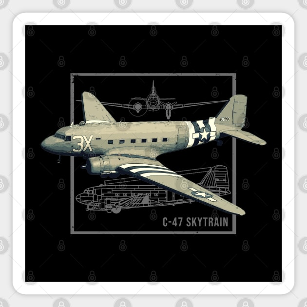 C-47 Skytrain Dakota | Military transport plane Magnet by Jose Luiz Filho